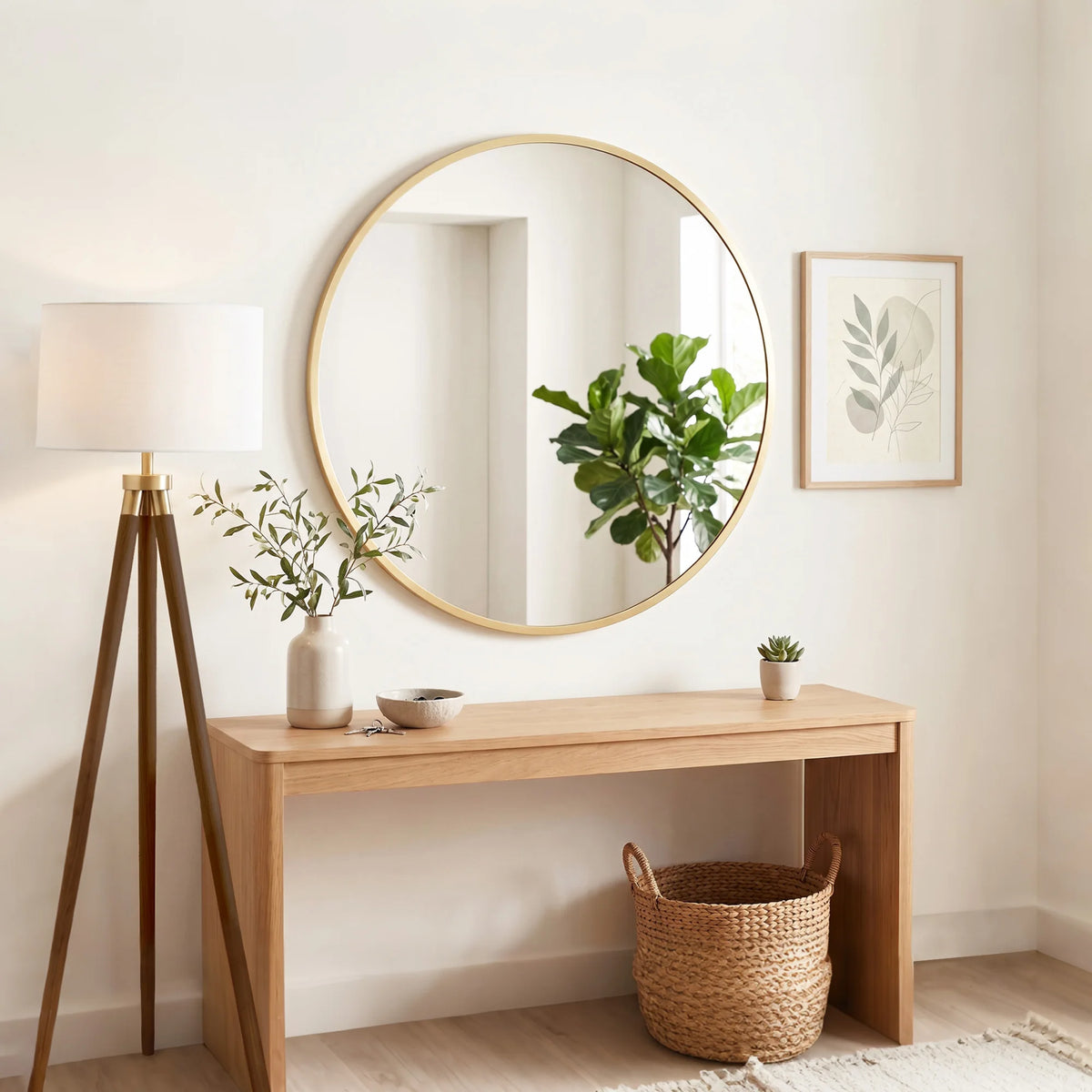 Round Wall Mirror with Aluminium Frame, 61cm, Gold Tone