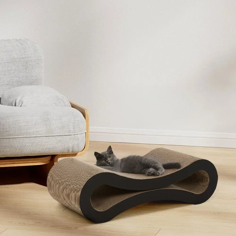 Figure 8 Cat Scratching Board Large High Density Corrugated Paper Scratcher Bed Mat and Nest Black