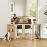 4 Panel Freestanding Pet Gate with Walk-Through Door Foldable Dog Gate for Stairs Doorways and Hallways