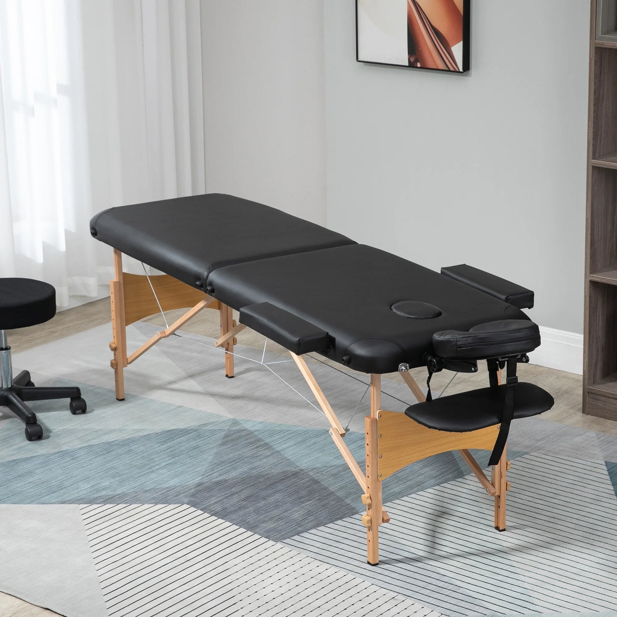 Folding Massage Table with Adjustable Height, Removable Headrest and Carry Bag