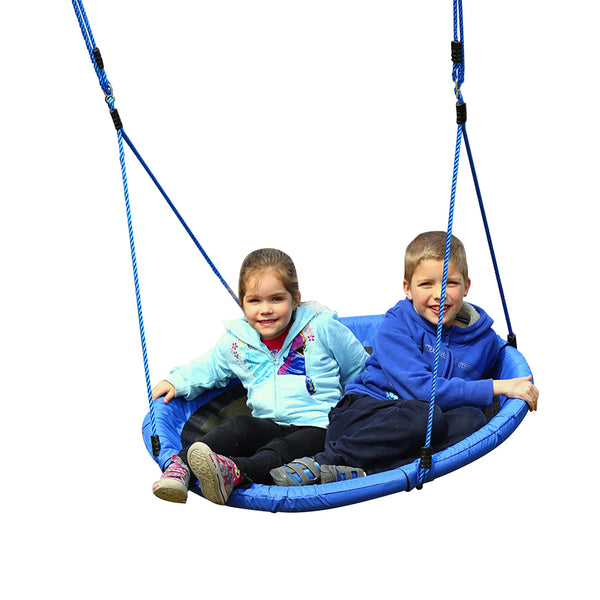 Round Tree Swing 100cm Nest Swing with Steel Frame and Adjustable Ropes 100kg for Ages 3-8
