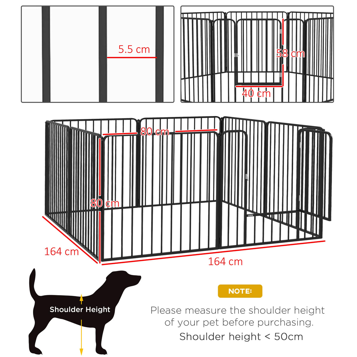 80cm 8 Panels Heavy-Duty Dog Playpen for Small, Medium Dogs