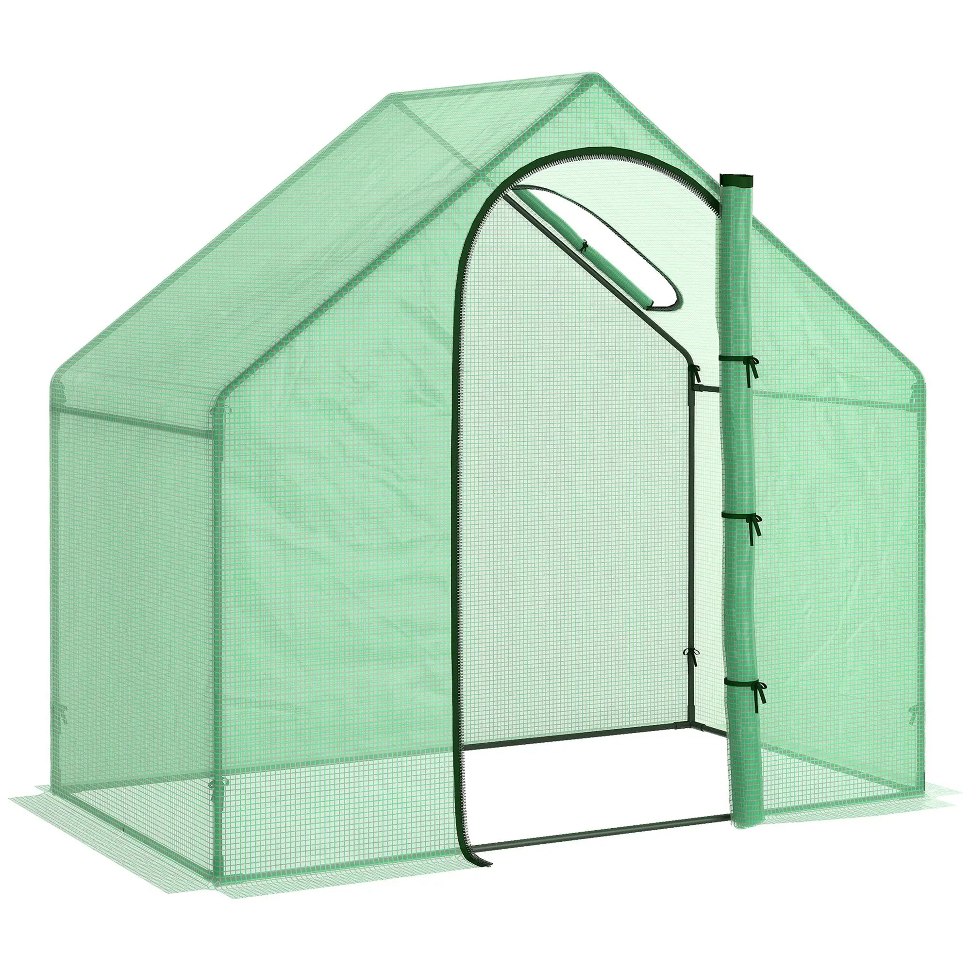 Walk-In Portable Greenhouse with UV-Resistant PE Cover, Zipped Door, Back Window and Steel Frame