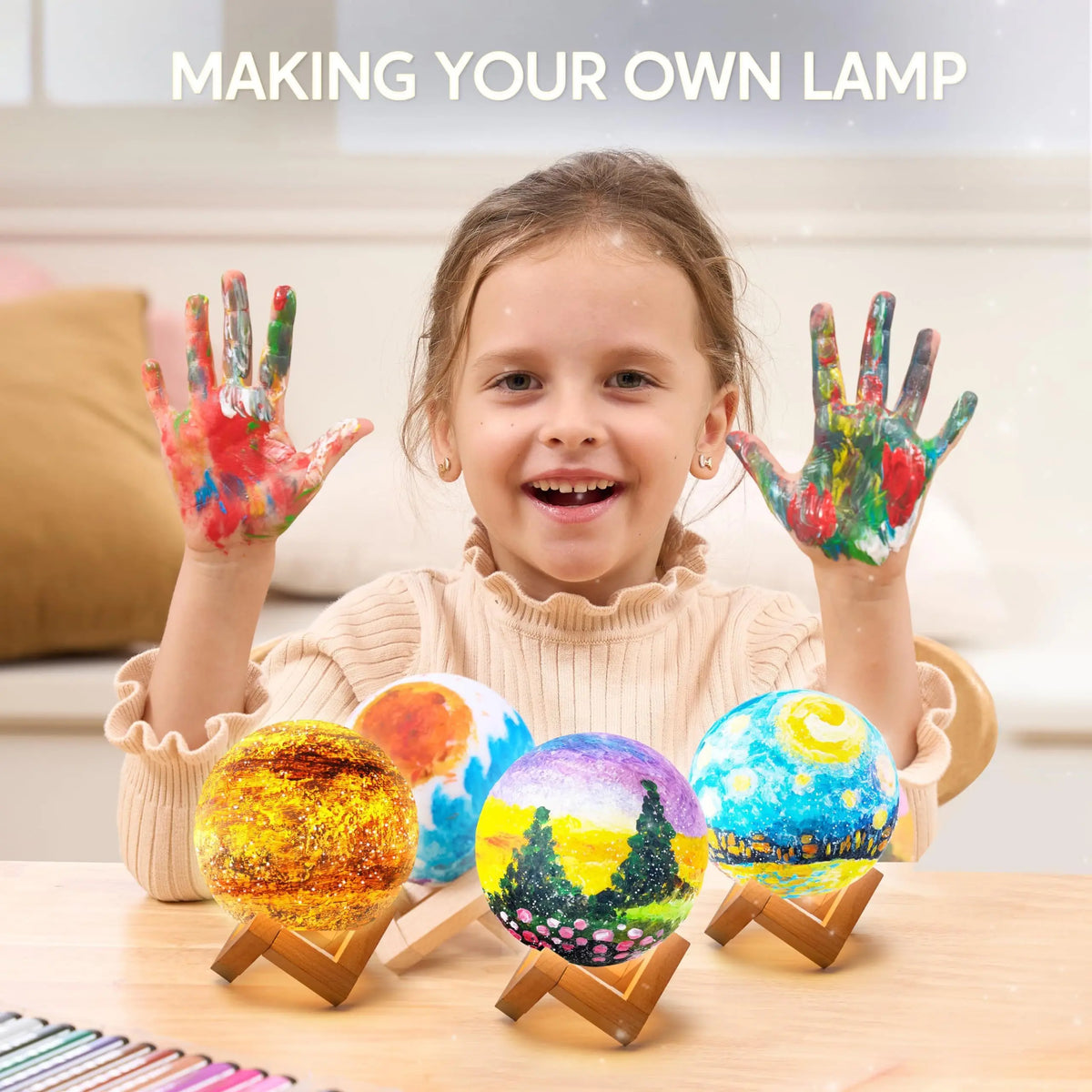 DIY Moon Lamp Paint Kit – 3D Glow-in-the-Dark Galaxy Craft Set for Kids
