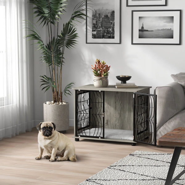 Dog Crate Furniture End Table w/ Cushion for Dogs