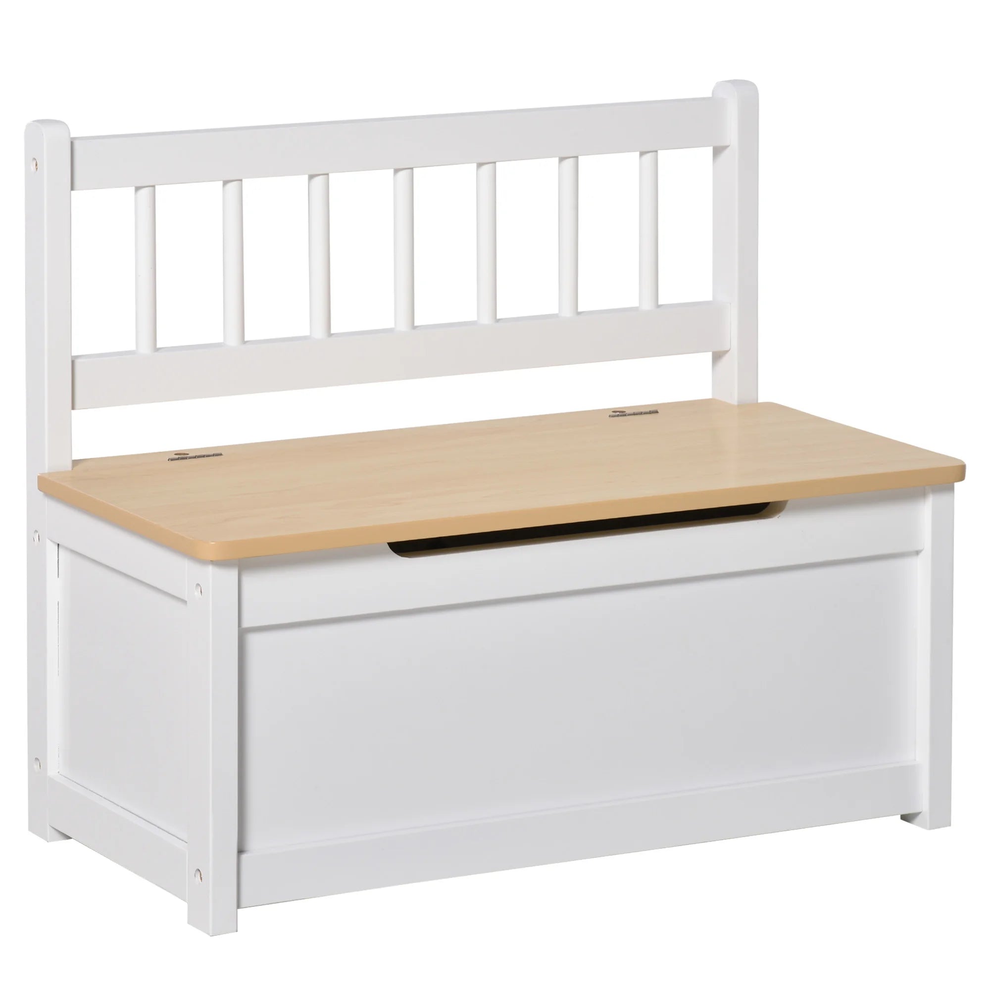 2 in 1 Kids Toy Box Storage Bench Wooden Chest with Safety Lid