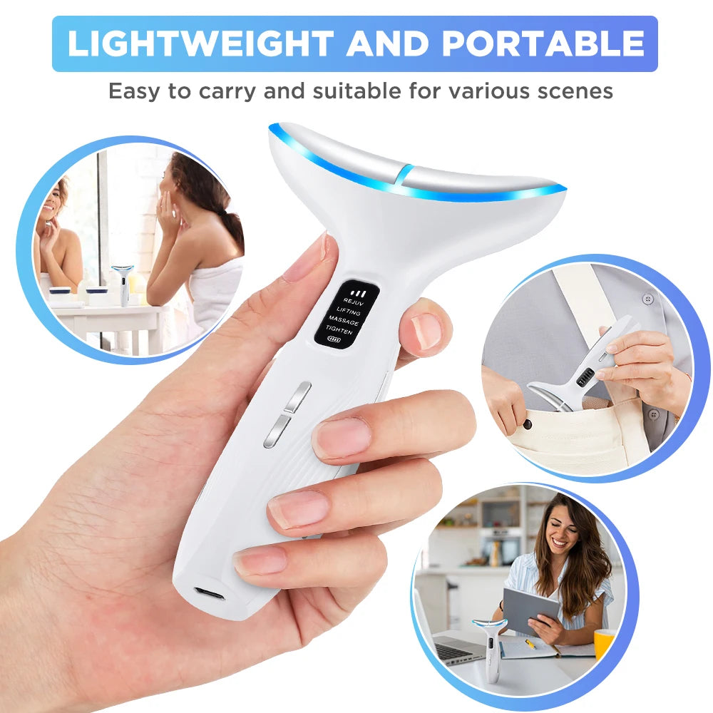 Microcurrent Neck Face Massager EMS LED Skin Tightening Lifting Device