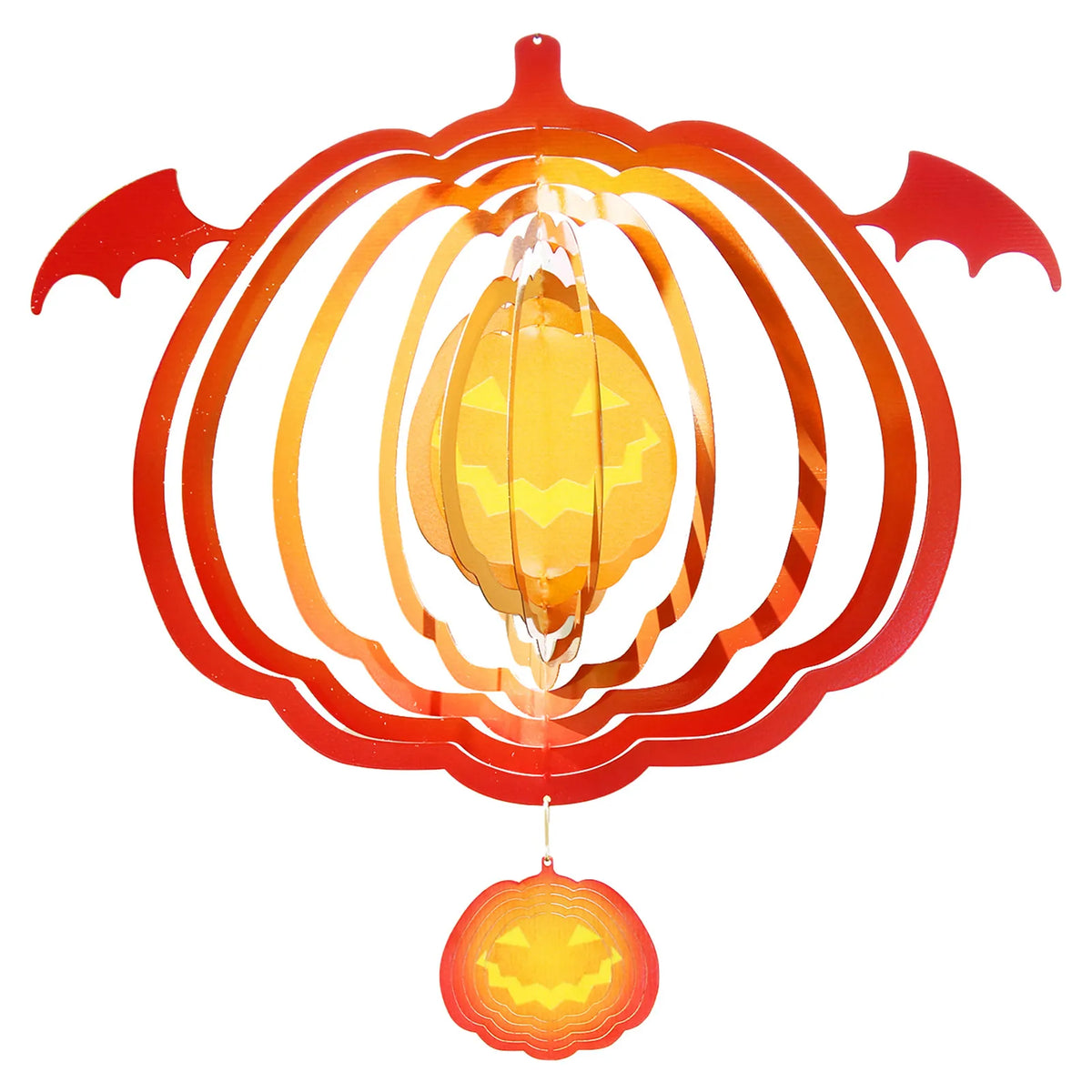 Halloween Pumpkin Wind Spinner, Stainless Steel Hanging Garden Decoration, 33cm