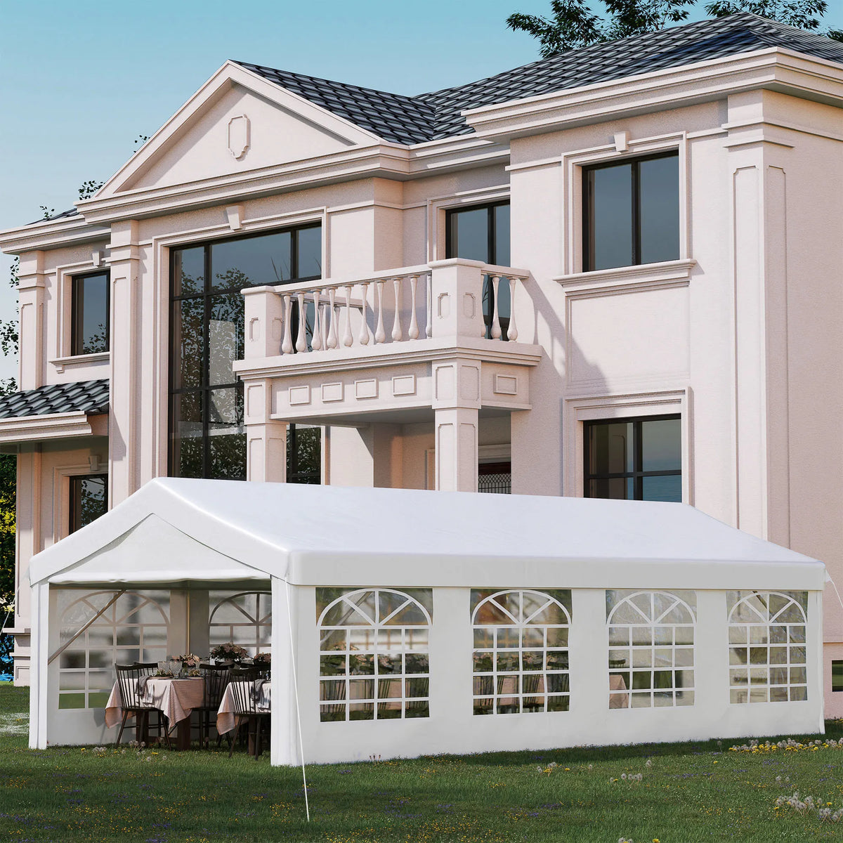 8m Gazebo Garden Marquee Canopy Party Carport Shelter Garage Tent White