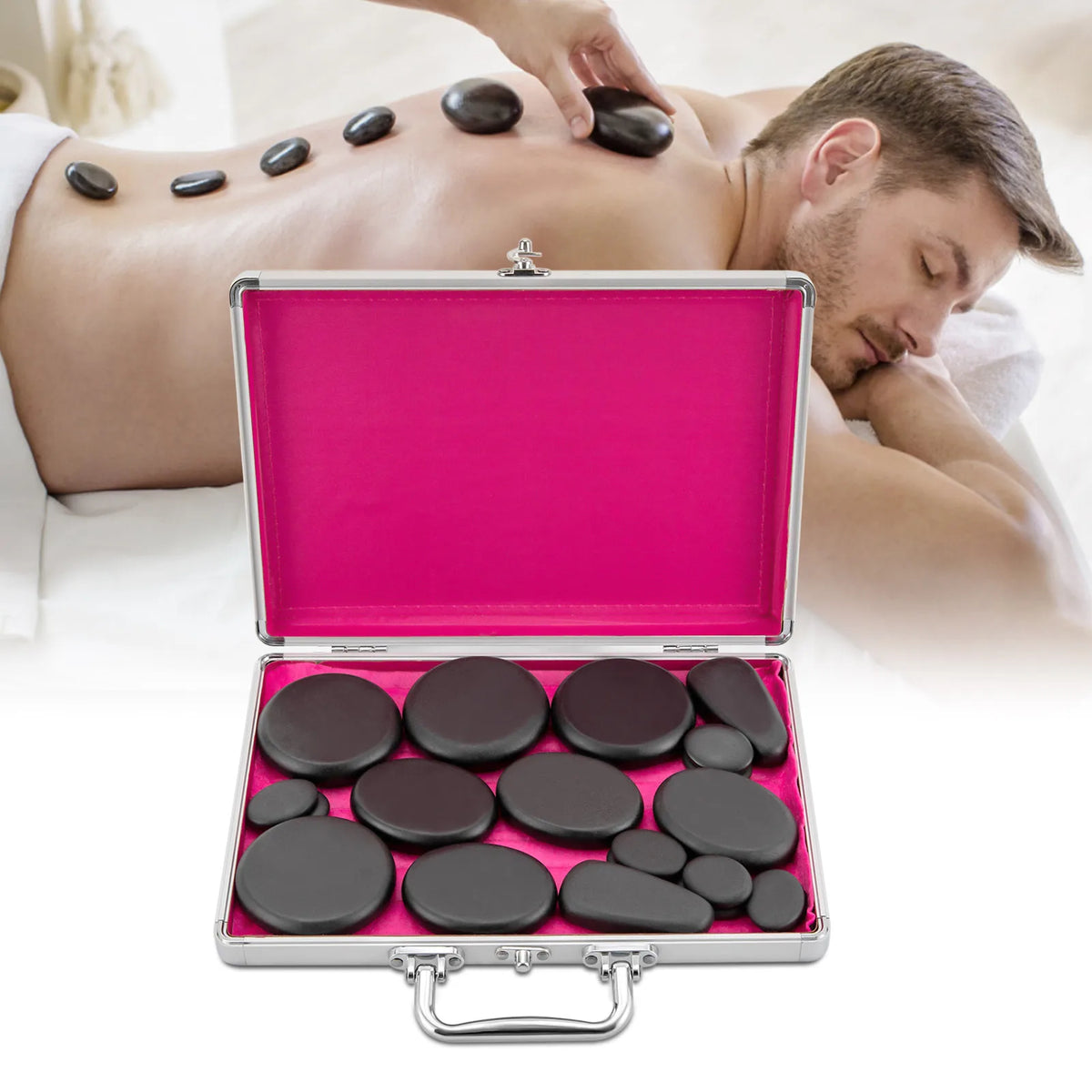 Hot Stone Massage Set with Heater 18 Piece Constant Temperature Spa Kit Budget Wellness Gadget