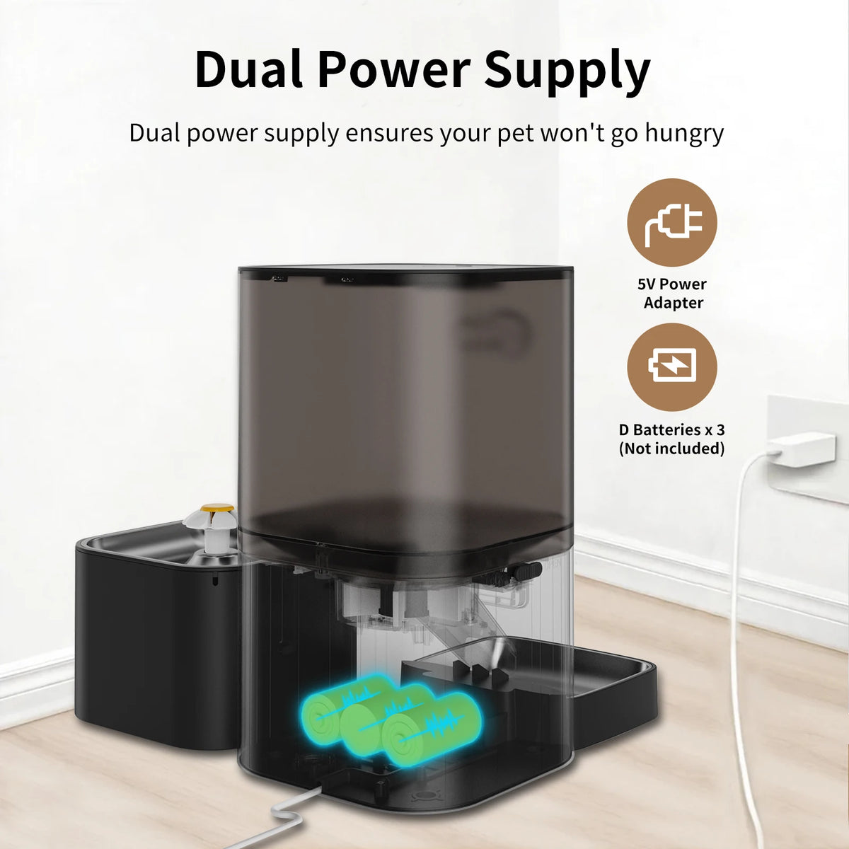 2 in 1 Smart Cat Feeder 6L Automatic Food Dispenser with 2.5L Water Fountain App Control Timed Feeding