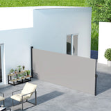 Retractable Side Awning Privacy Screen 400x180cm UV30+ PU Coated Canopy Garden Patio Wind Sun Shield Light Grey