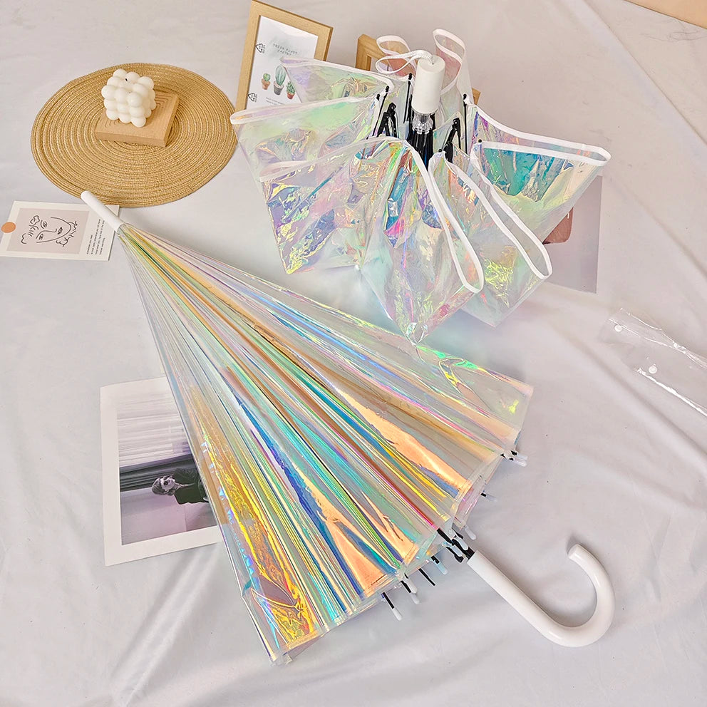 Holographic Straight Umbrella, Iridescent Sun and Rain Umbrella