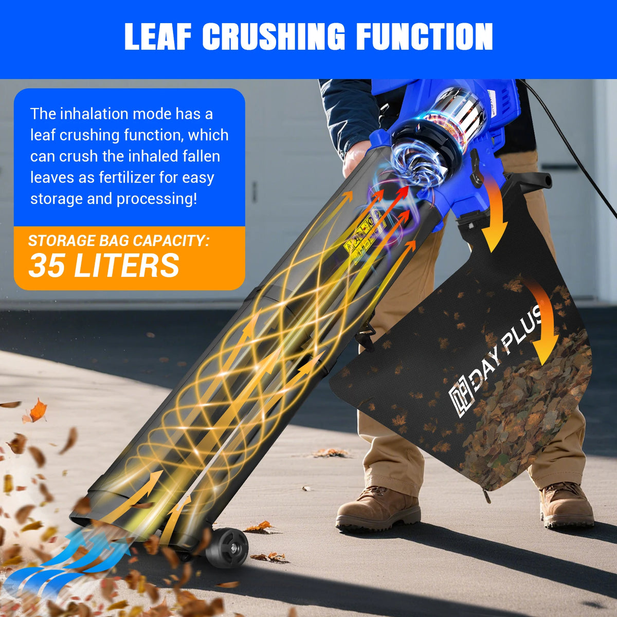3-in-1 Leaf Blower, Vacuum and Mulcher, 3500W with 35L Collection Bag