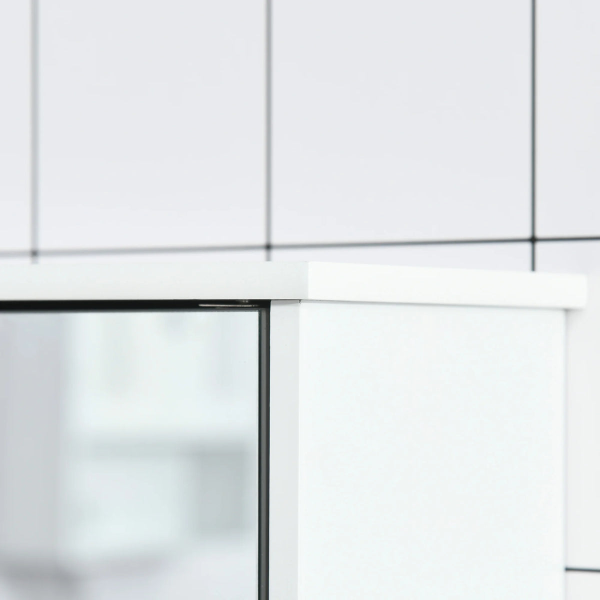 Bathroom Mirror Cabinet with Double Mirrored Doors and Vented Lower Shelf