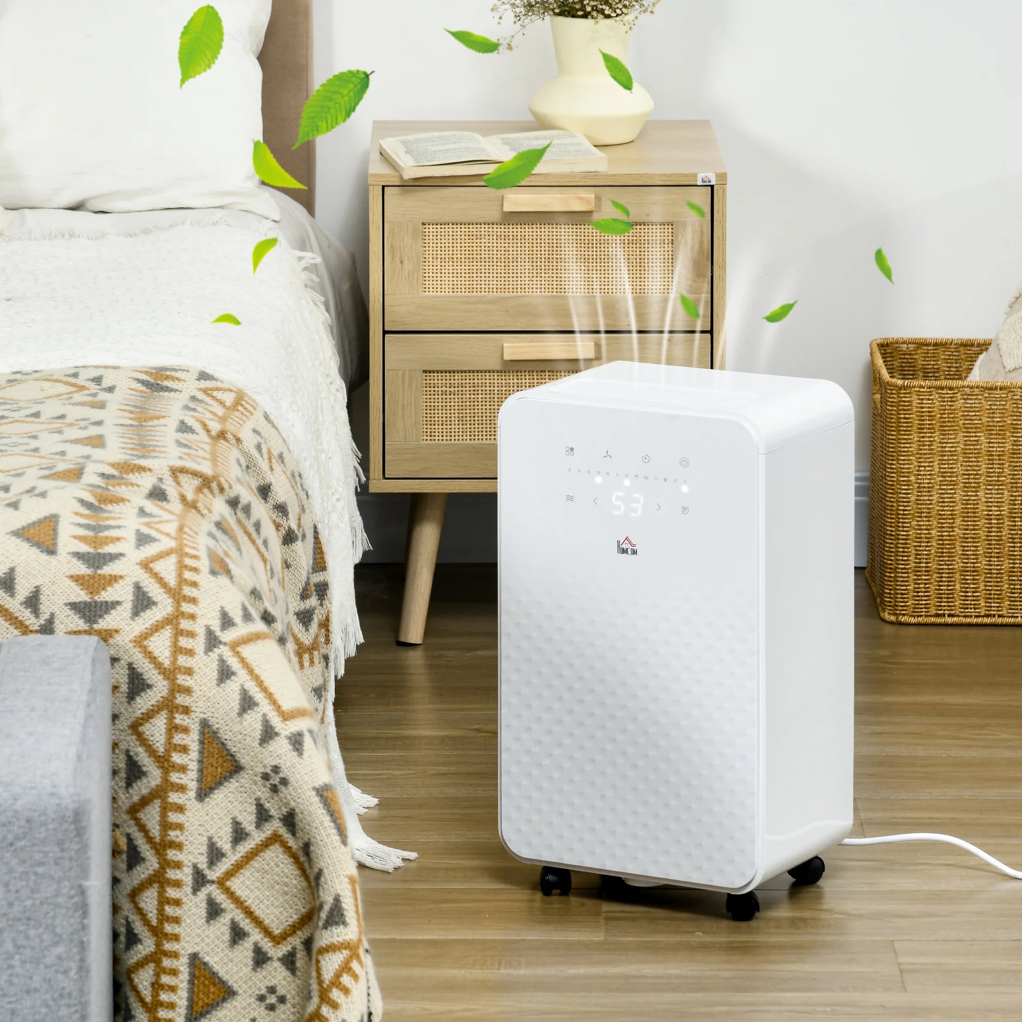 12L Per Day Portable Dehumidifier with Air Purifier 5 Modes 24hr Timer Child Lock LED Display for Home Office