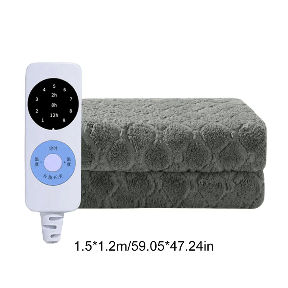 Plush Velvet Electric Blanket, Portable Heated Throw for Home and Office