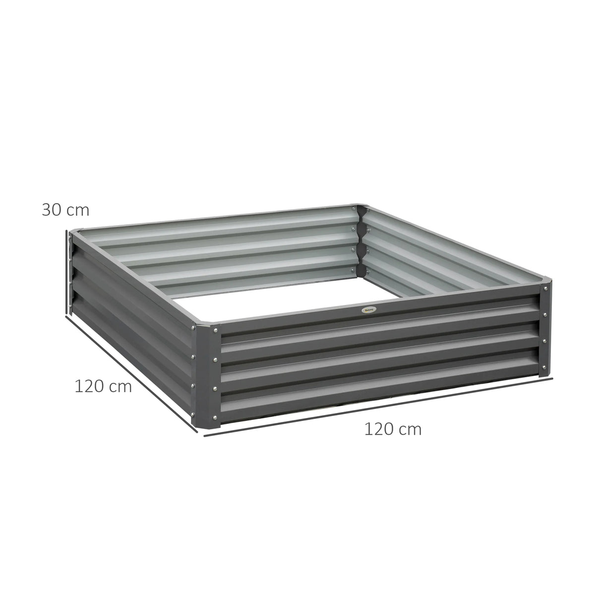 Raised Garden Planter Kit, Galvanised Steel, Light Grey
