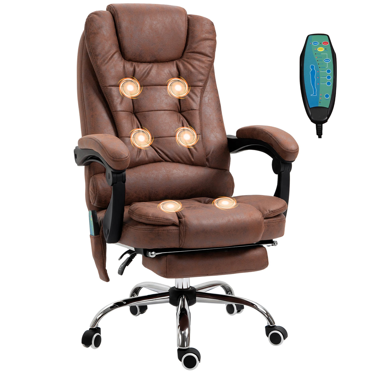 High Back Massage Office Chair with Heat, 6 Vibration Points and Footrest
