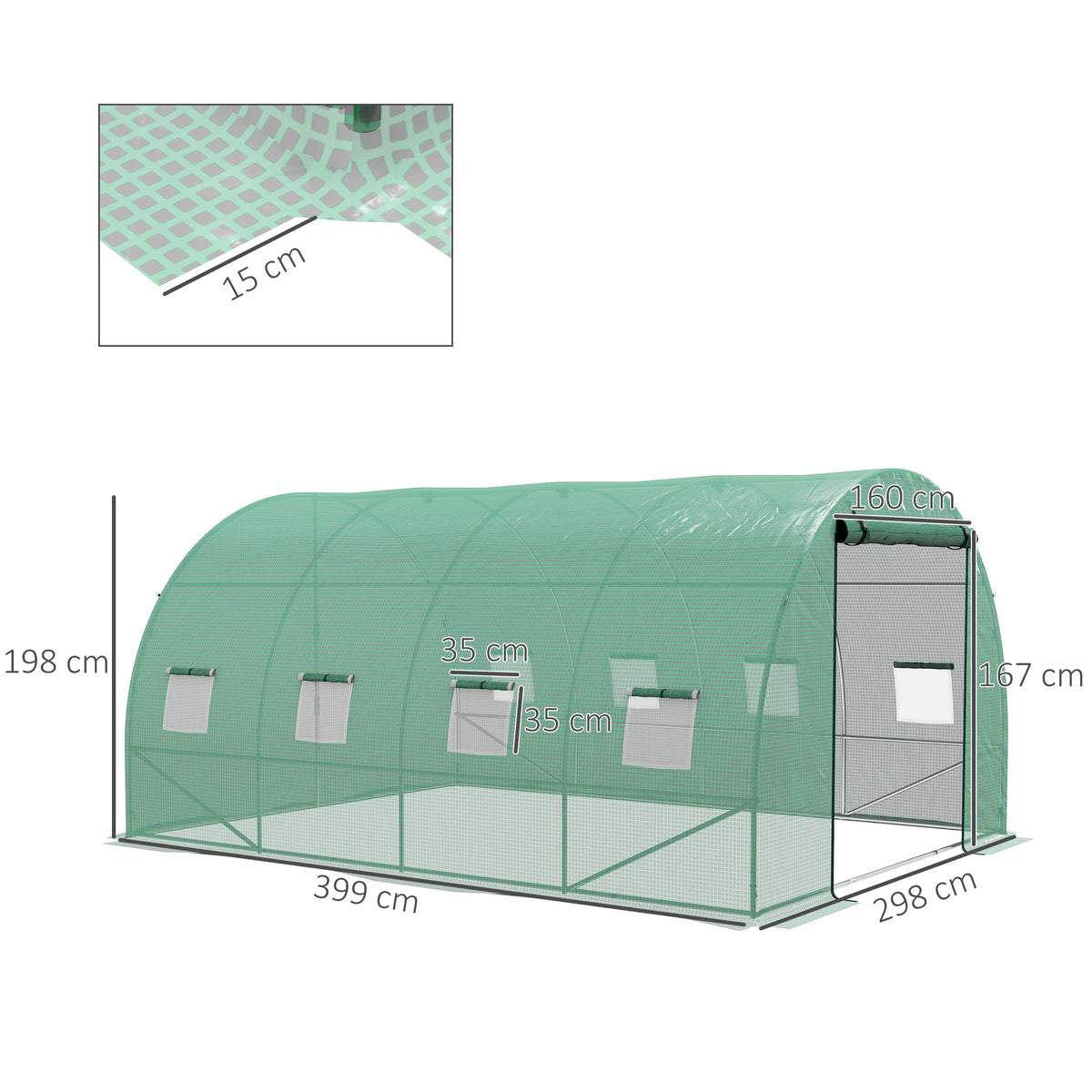 Walk In Polytunnel Greenhouse 4x3m with Sprinkler Irrigation System Roll Up Door Galvanised Steel Frame