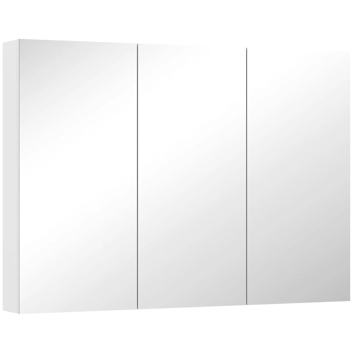 Wall-Mounted Bathroom Mirror Cabinet with 3 Mirrored Doors and Adjustable Shelves, White