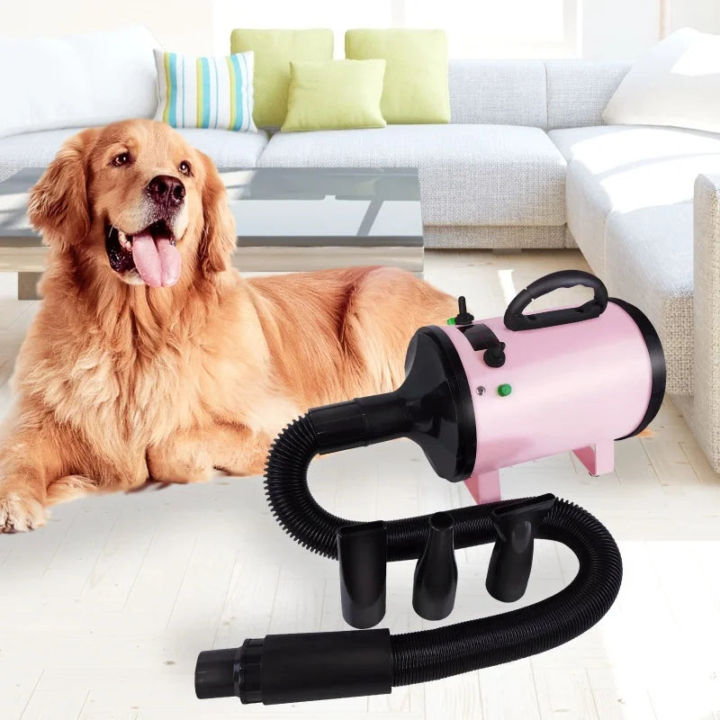 lucn 3000W Pet Hair Dryer Adjustable Speed 3 Nozzles Flexible Hose for Dog Grooming Car Blower