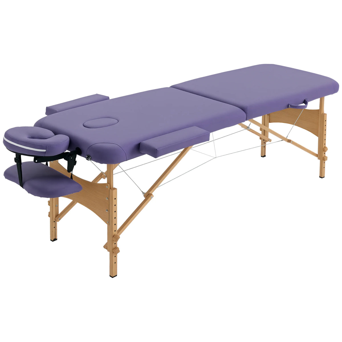 Folding Massage Table with Adjustable Height, Removable Headrest and Carry Bag
