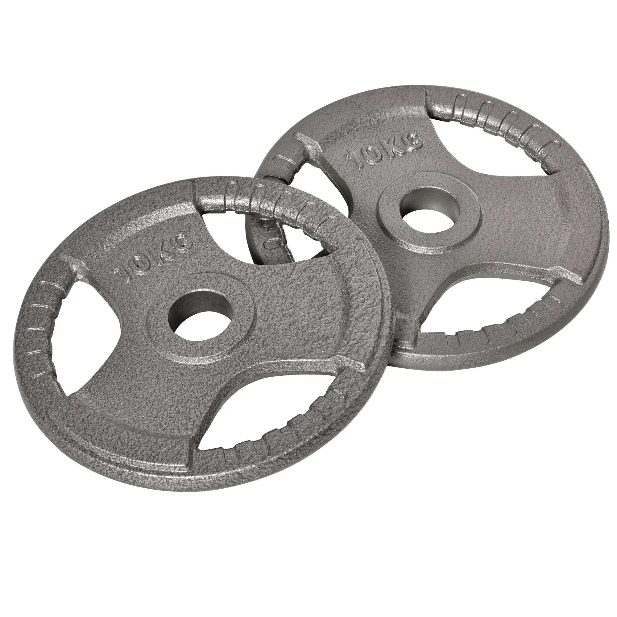 2x10kg Cast Iron Weight Plates 20kg Set Enamel Coated with Hand Grip Holes for 50mm Barbell Dumbbell Bar