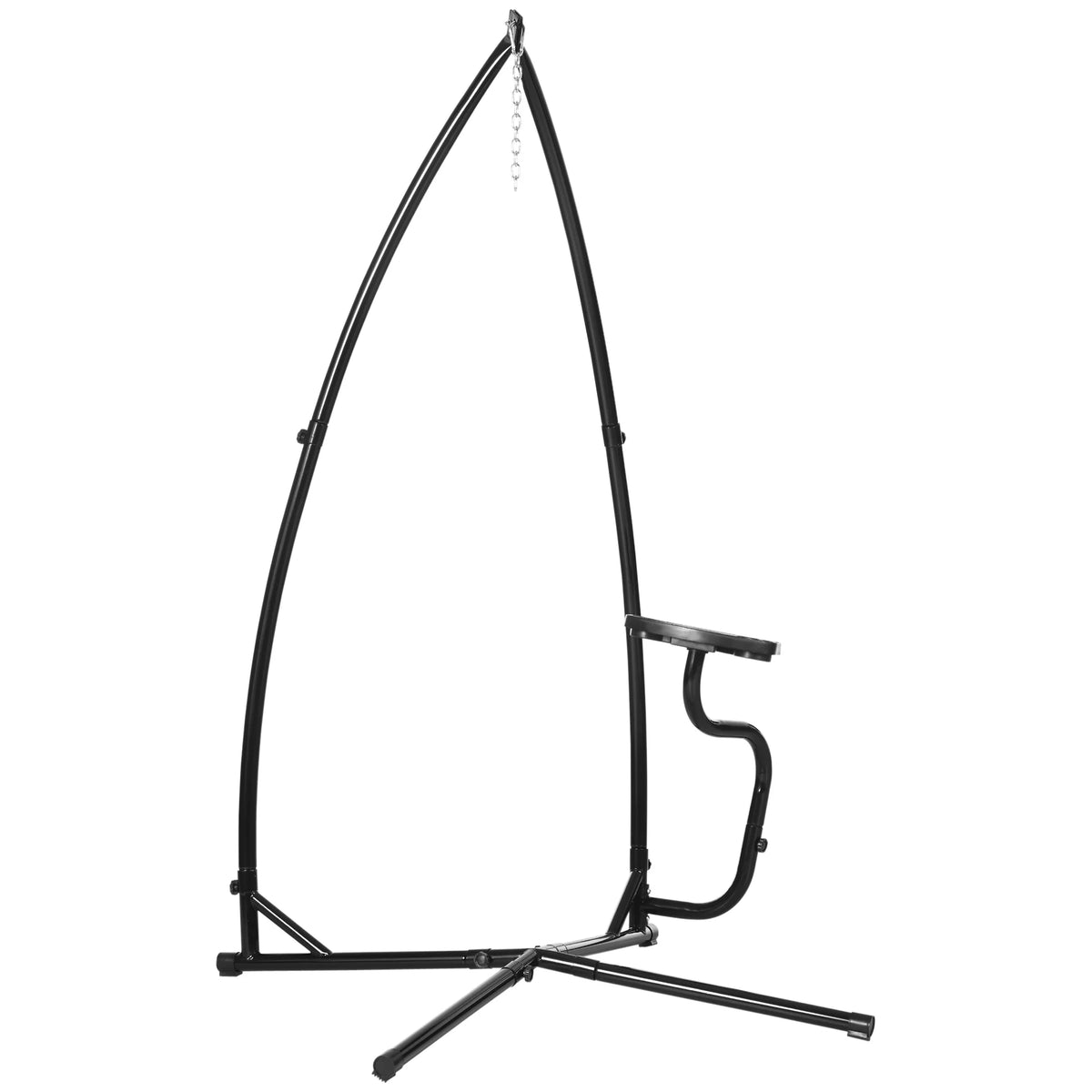 Hammock Chair Stand C Shaped Heavy Duty Powder Coated Metal with X Base and Side Table Indoor Outdoor