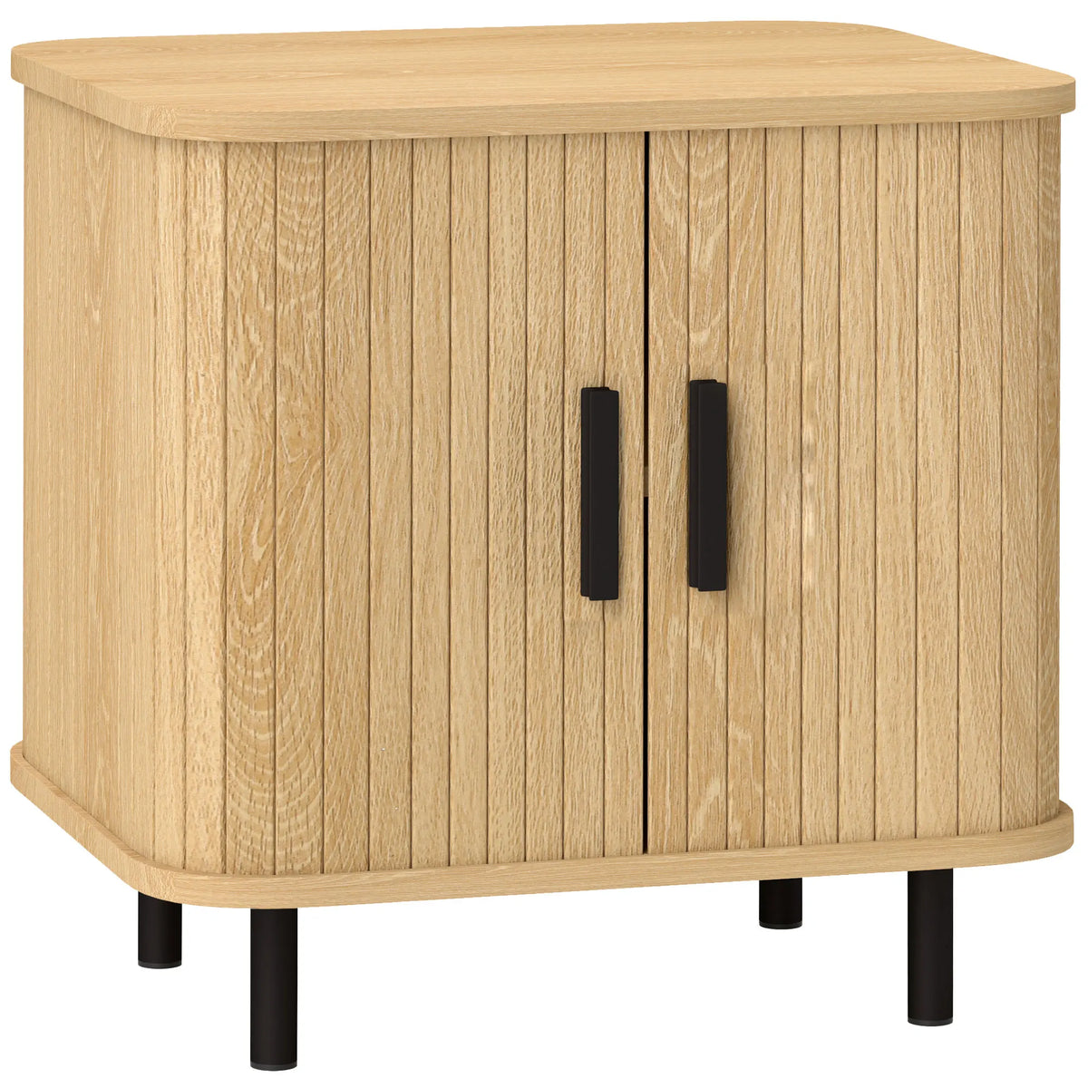 Nightstand with Sliding Doors and Metal Legs