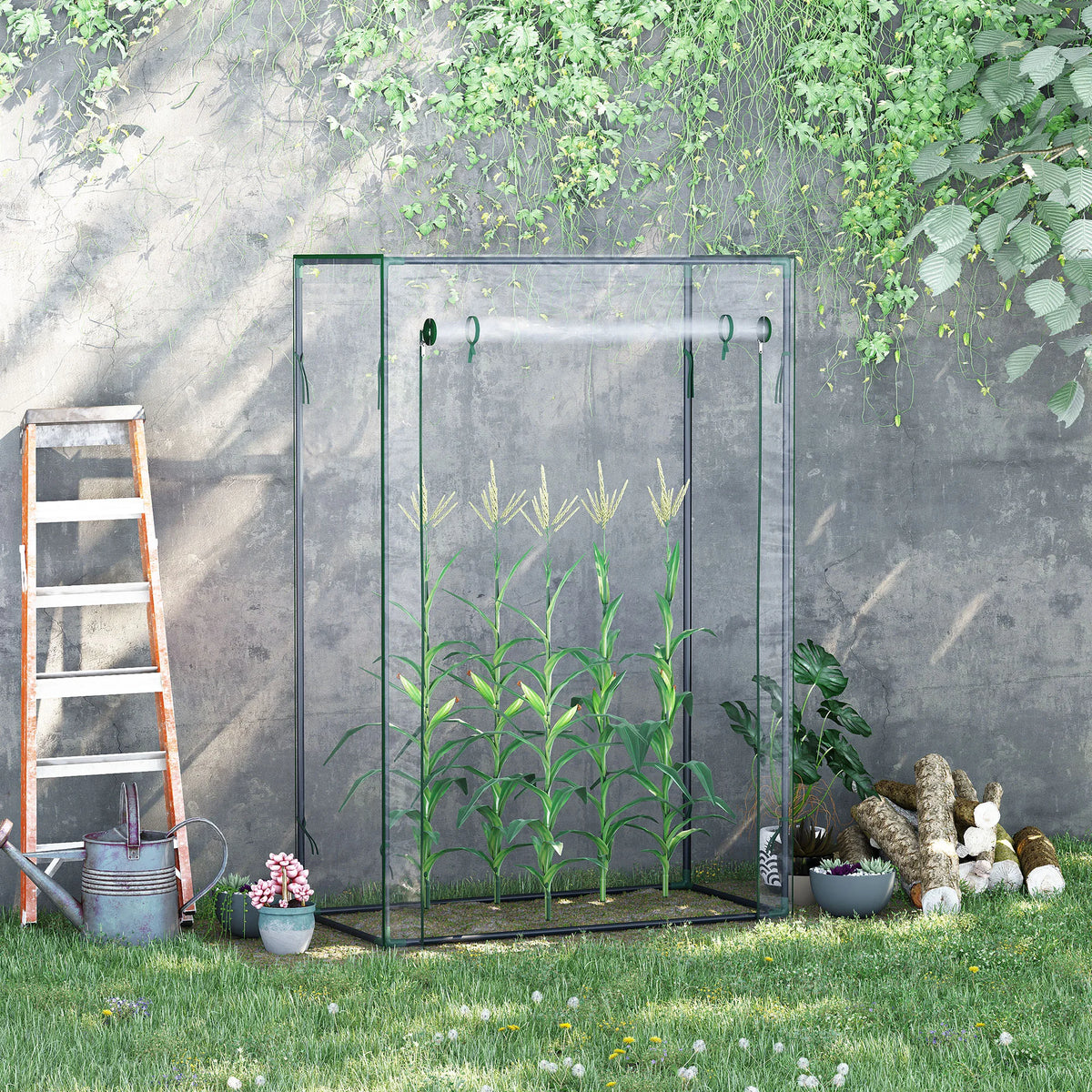 Tomato Greenhouse with Roll-Up Door, Mini Greenhouse with PVC Cover, Outdoor Grow House