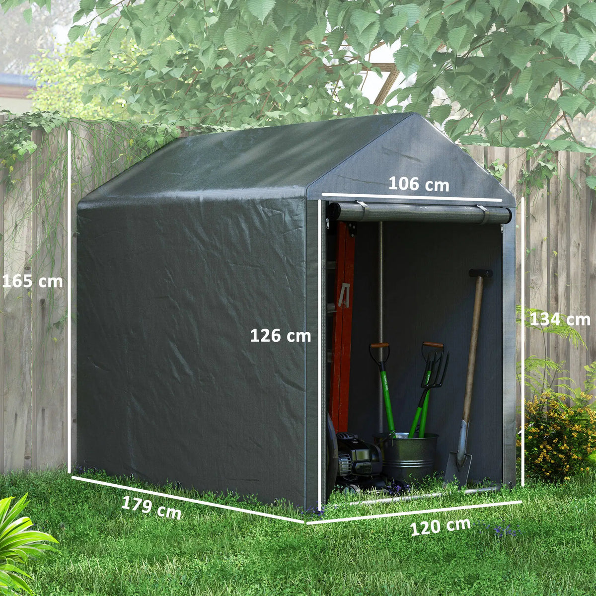 1.2 x 1.8m Portable Garden Storage Shed for Motorbikes, Garden Tools and Bikes