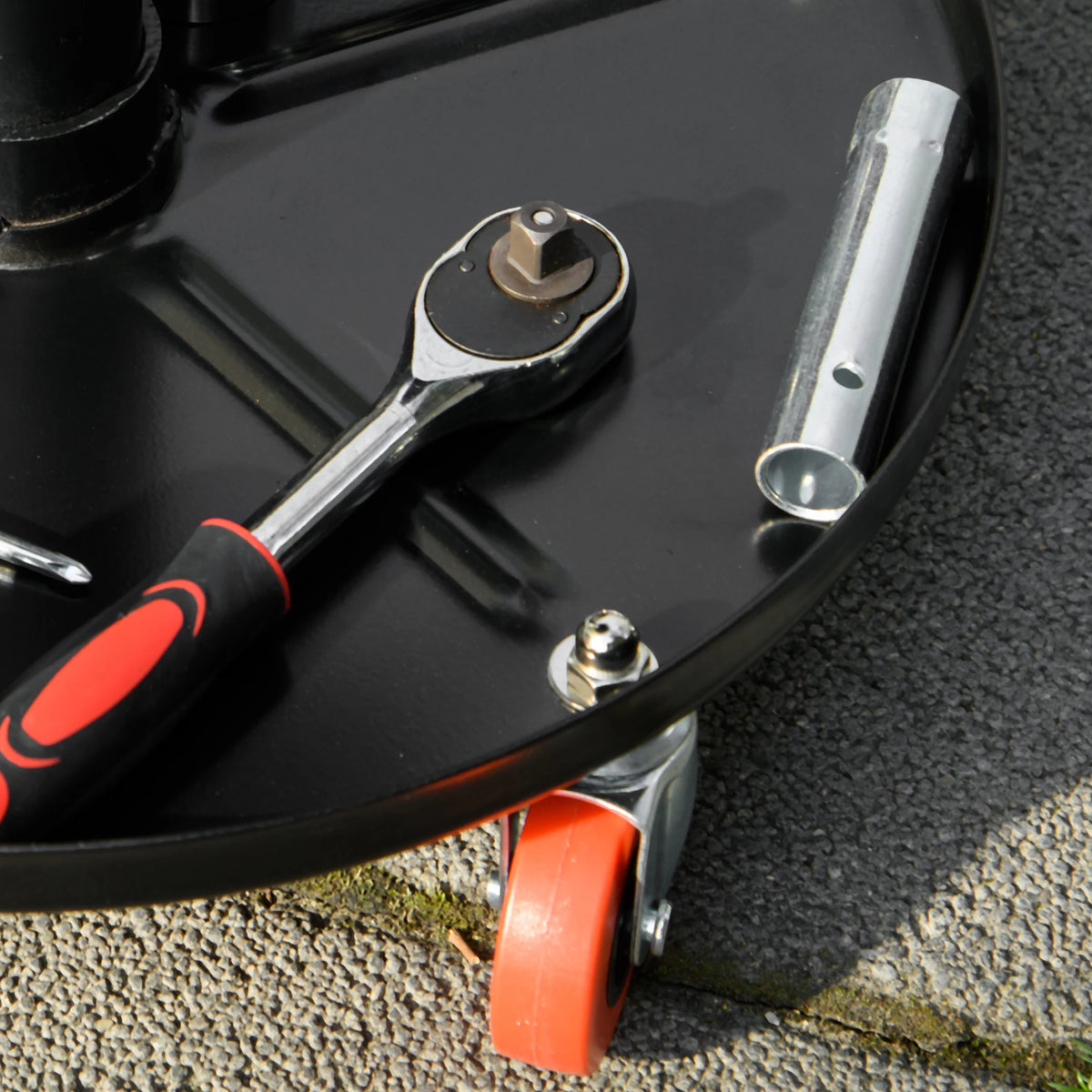 Rolling Mechanic Stool with Adjustable Height and Tool Tray, Black