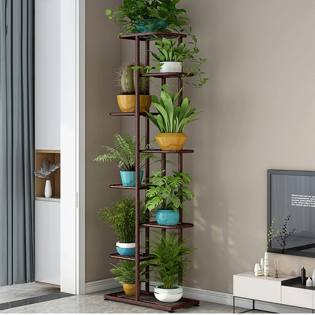 8 Tier Metal Plant Stand 141cm Tall Corner Display Rack Anti Rust for Indoor Outdoor Balcony Patio White