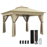 3 x 3m Pop-Up Gazebo with 20 Solar LED Lights, Mosquito Netting, Weight Bags and Wheeled Carry Bag