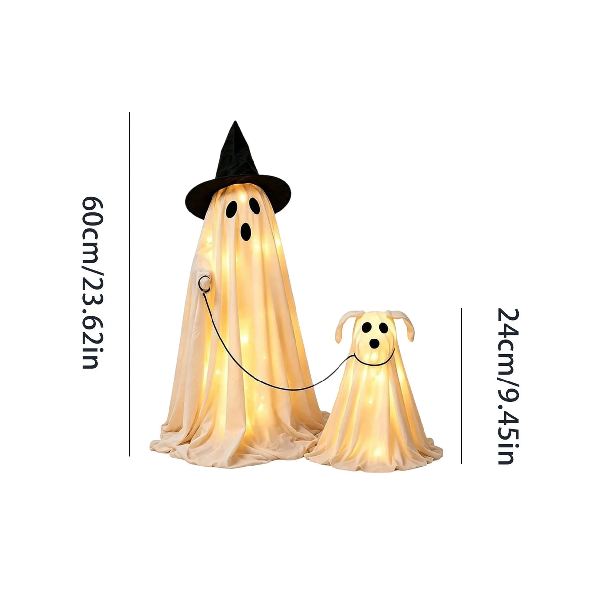 LED Light-Up Ghost & Dog Halloween Decoration Set