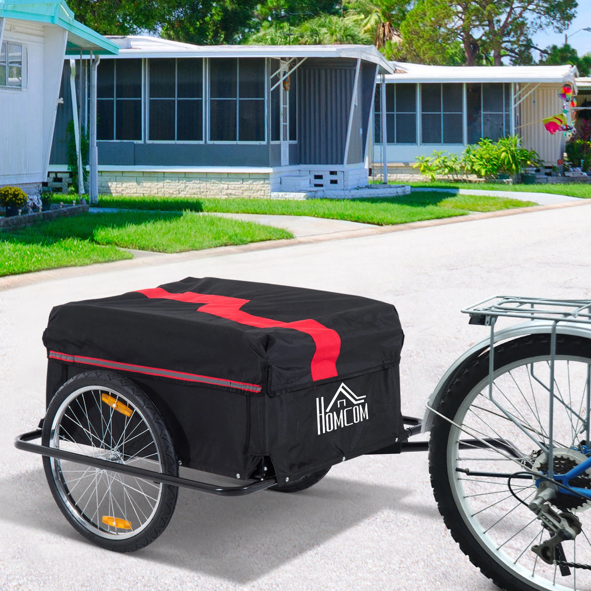 Folding Bike Cargo Trailer with Removable Cover, Hitch and Quick-Release Wheels