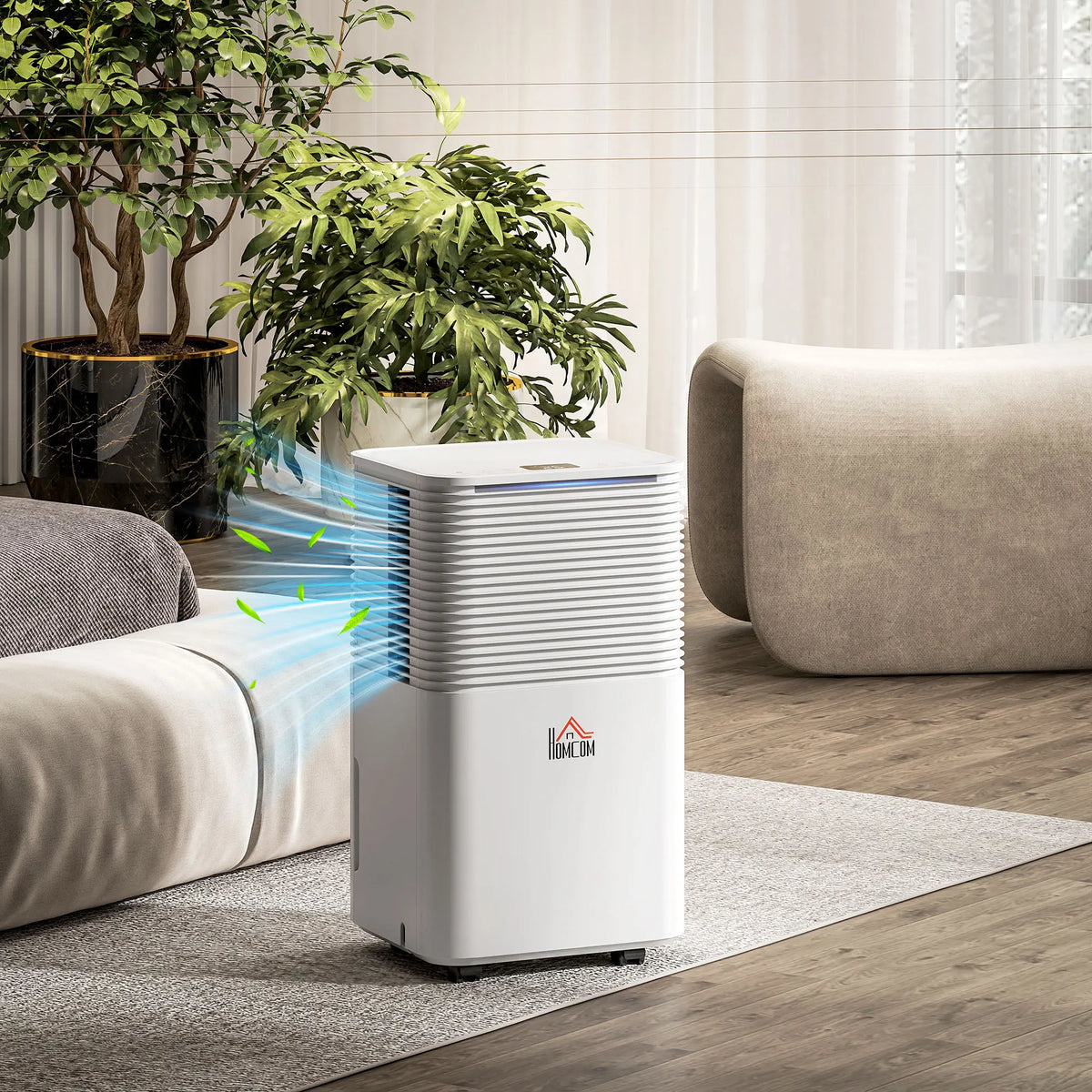 10L/Day Portable Dehumidifier with 2L Tank and Child Lock, Quiet 38dB, White