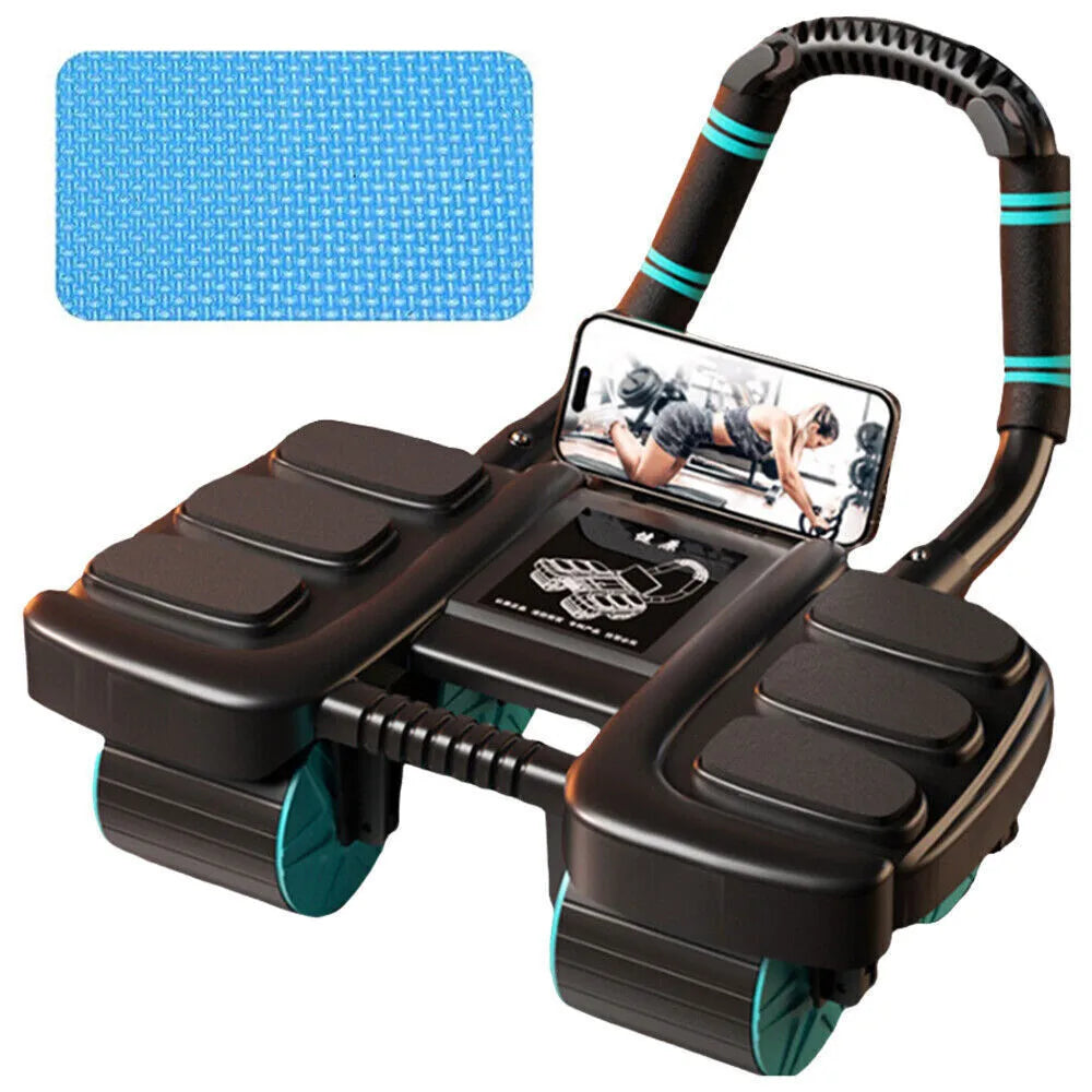 Automatic Rebound Ab Roller 4 Wheel Design with Elbow Support Multi Layer Quiet Floor Friendly Core Trainer