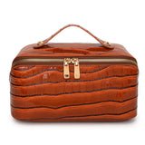PU Leather Makeup Bag Multi Compartment Cosmetic Organizer Travel Toiletry Bag