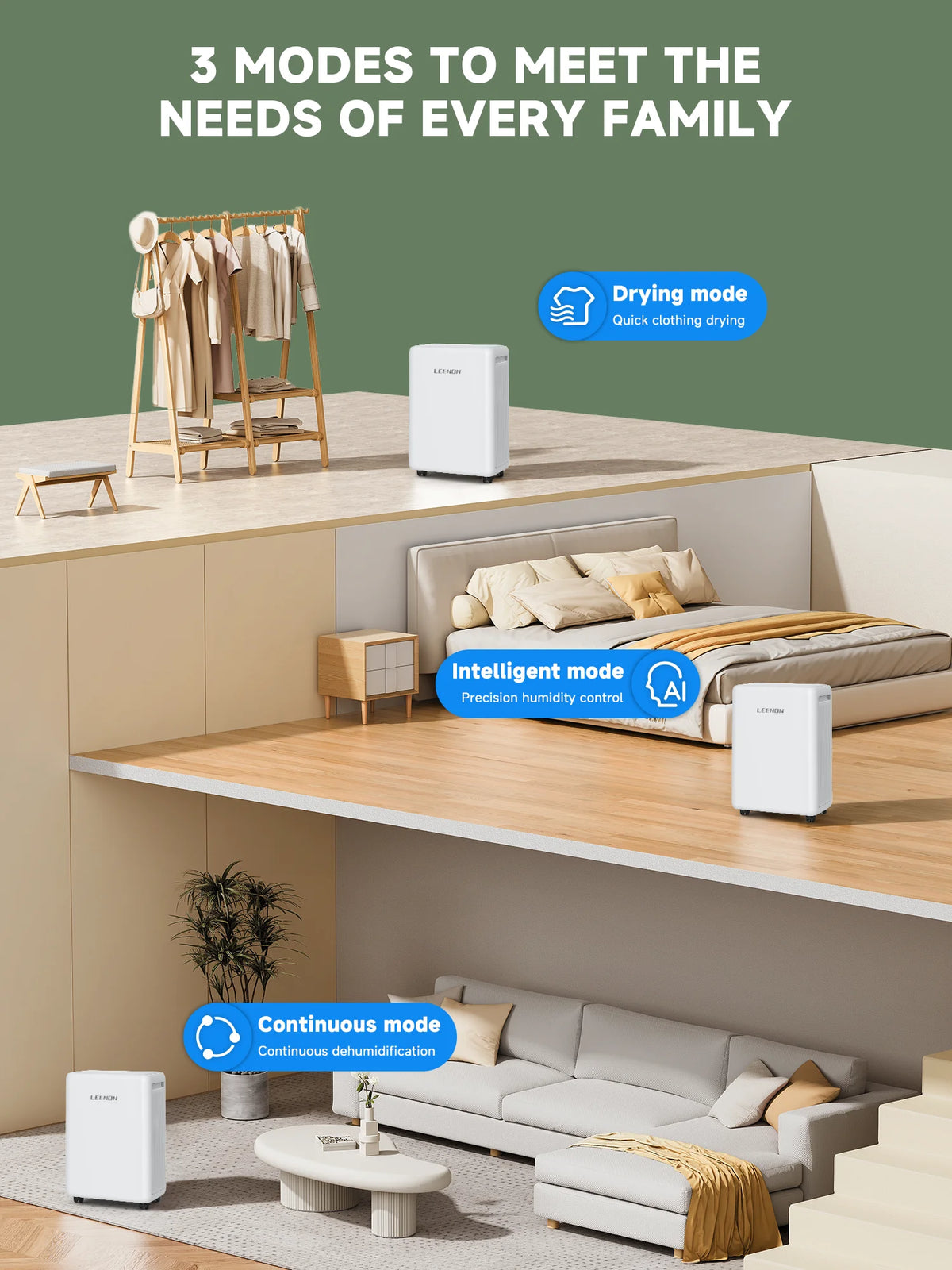 10L per Day Dehumidifier with Timer and Continuous Drainage