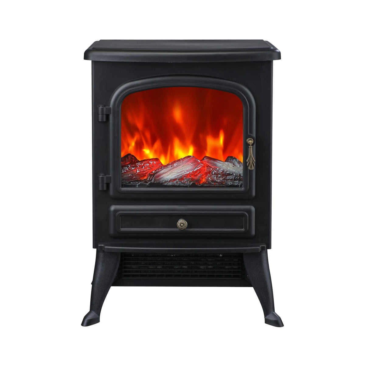 Freestanding Electric Fireplace with 3-Sided Glass View, 750W/1500W