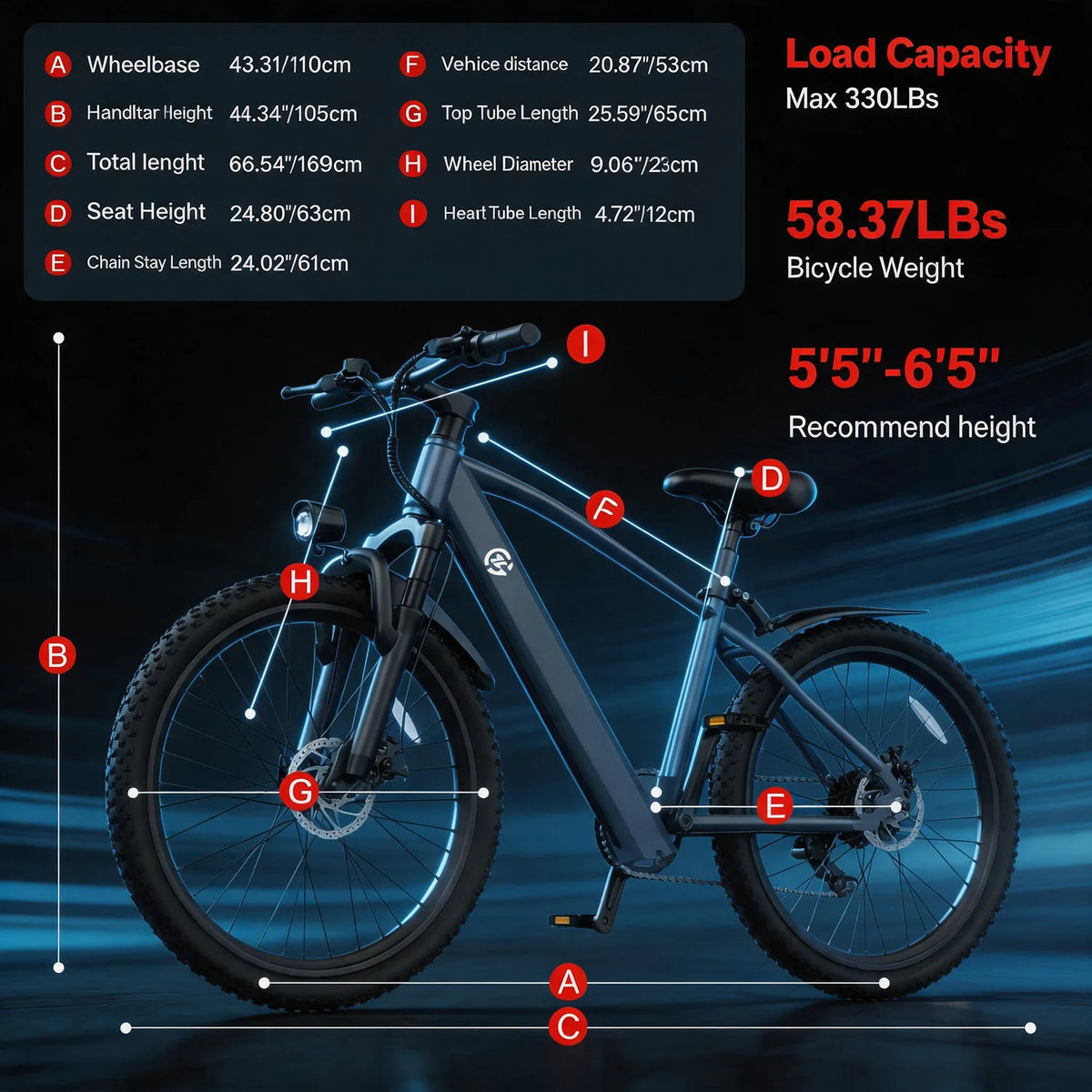 26 Inch Trail Electric Mountain Bike with 250W Pedal Assist Motor and 36V Removable Battery