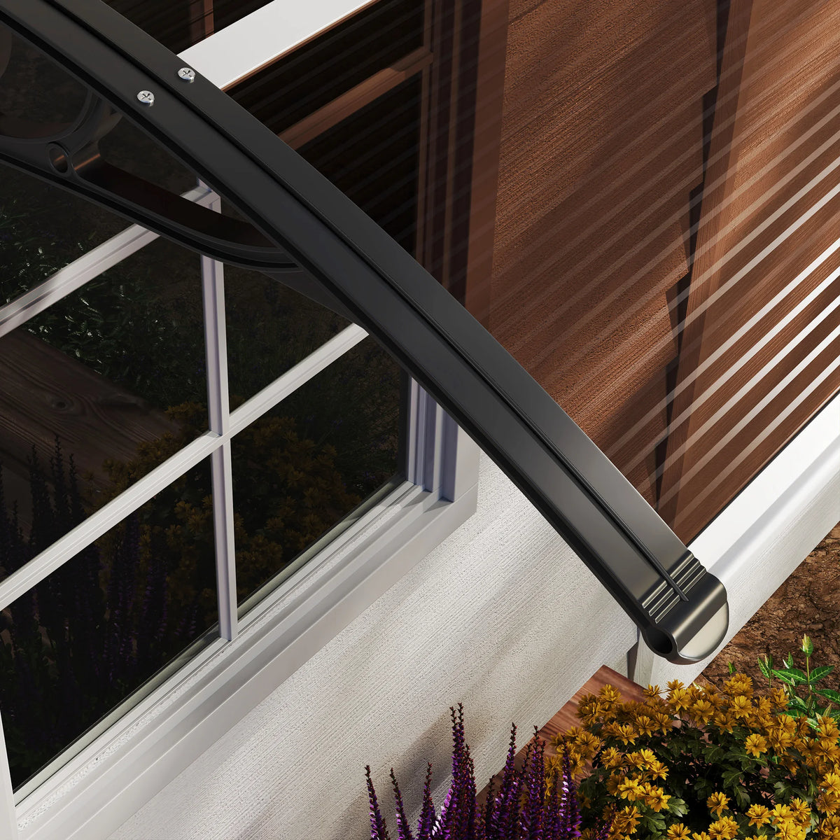 Outdoor Window Door Canopy with Awning, Porch UV Water Cover, Brown