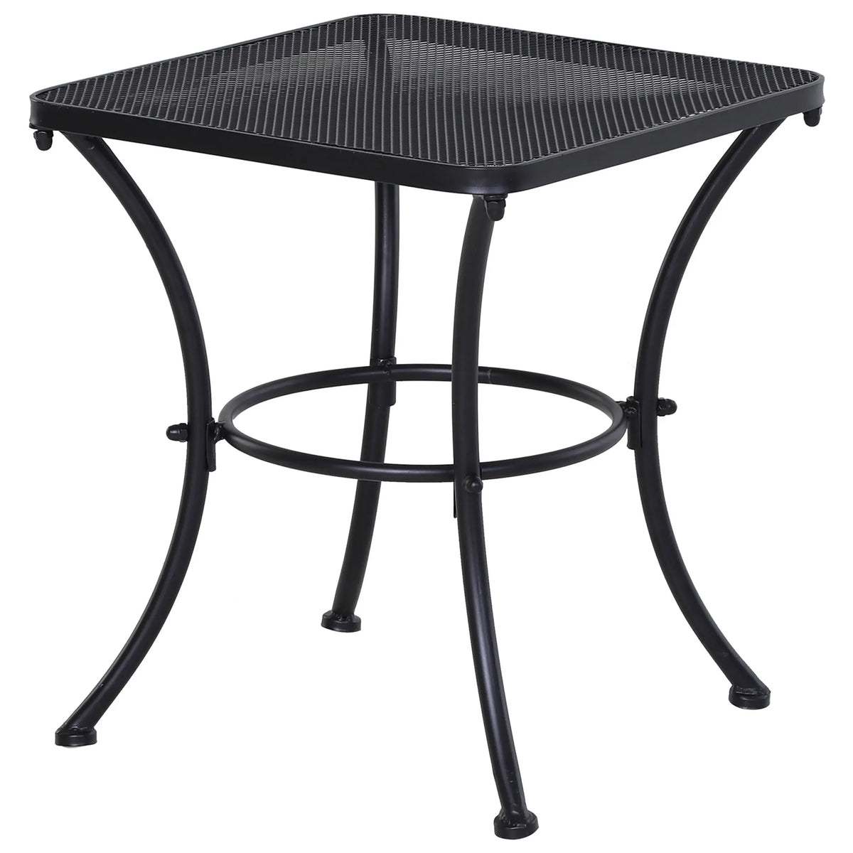 Square Garden Bistro Table 45x45x50cm Powder Coated Steel Mesh Top Curved Base Outdoor Side Table Black