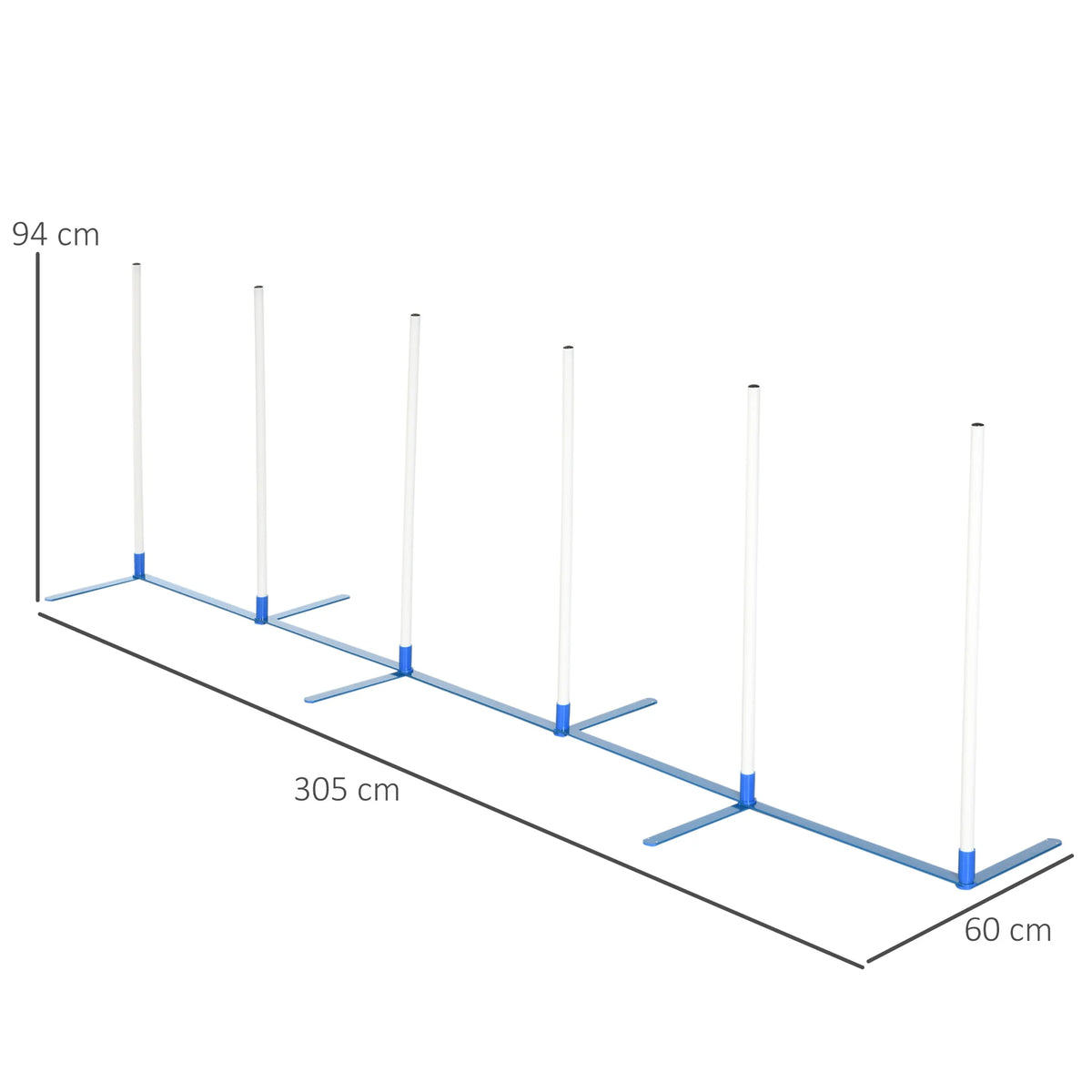 Dog Agility Weave Pole Set 6 Poles with Carry Bag Adjustable Straight or Offset Training Kit 305cm