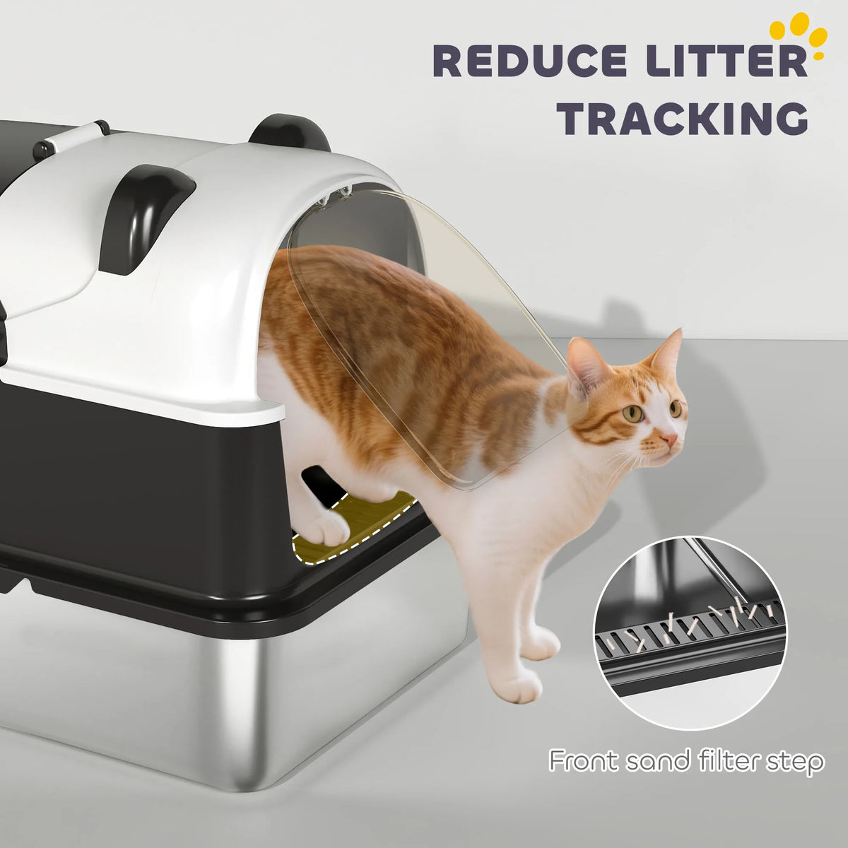 XL Cat Litter Box with Panda Design & Flip-Top Lid