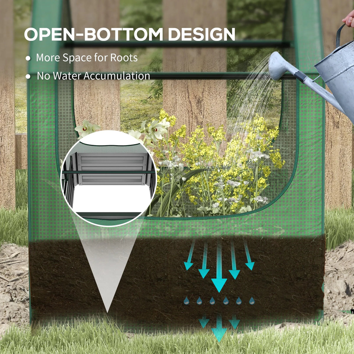 Raised Garden Bed with Mini Greenhouse, Outdoor Metal Planter Box with Cover, for Herbs and Vegetables