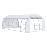 6 x 3m Walk-In Polytunnel Greenhouse with Roll-Up Sides, 12 Windows and Galvanised Steel Frame