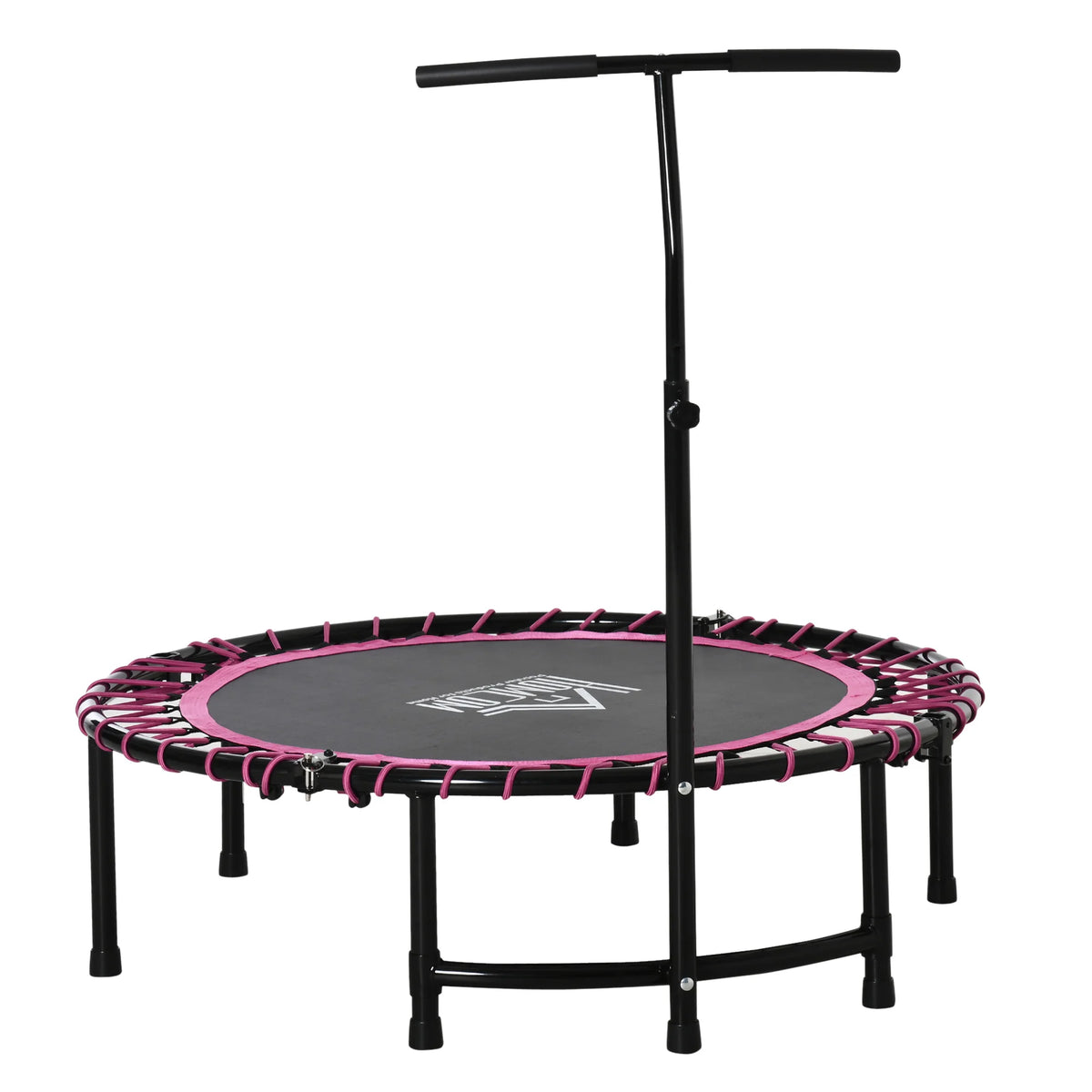 Foldable Trampoline, Silent Bouncer Jumper with Adjustable Handle - Pink